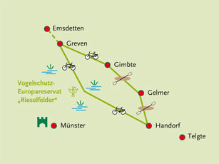 Route Spritziges Kanu-Rad-Wochenende